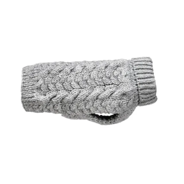 Feel Active Wool Kabelstrikket hundegenser Grå