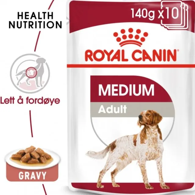 Royal Canin Medium Adult Gravy våtfôr til hund 10x140 g